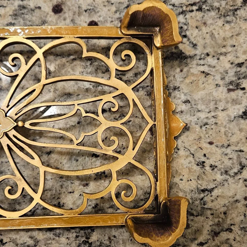 RARE JAY STRONGWATER ARABESQUE SCROLL GUEST TOWEL TISSUE HOLDER BATH VANITY TRAY